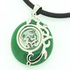 Sterling Silver Pendant/Charm,  platina plating with Jade, 25x18.98mm, Sold by PC
