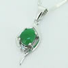 Sterling Silver Pendant/Charm,  platina plating with Jade, Horse Eye 20x8mm, Sold by PC