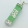 Sterling Silver Pendant/Charm,  platina plating with Jade, 36.39x7.62mm, Sold by PC