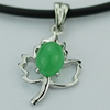 Sterling Silver Pendant/Charm,  platina plating with Jade, 22x14mm, Sold by PC