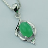 Sterling Silver Pendant/Charm,  platina plating with Jade, 21x9mm, Sold by PC