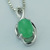 Sterling Silver Pendant/Charm,  platina plating with Jade, 15x7mm, Sold by PC