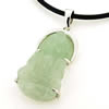 Sterling Silver Pendant/Charm,  platina plating with Jade, 32x14mm, Sold by PC