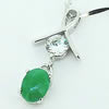 Sterling Silver Pendant/Charm,  platina plating with Jade, 23.6x11.5mm, Sold by PC