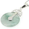 Sterling Silver Pendant/Charm,  platina plating with Jade, 30x16.5mm, Sold by PC