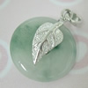 Sterling Silver Pendant/Charm,  platina plating with Jade, Heart 23x16.5mm, Sold by PC