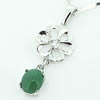 Sterling Silver Pendant/Charm,  platina plating with Jade, Calabash 28x11mm, Sold by PC