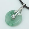Sterling Silver Pendant/Charm,  platina plating with Jade, 30x19mm, Sold by PC