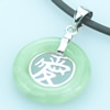 Sterling Silver Pendant/Charm,  platina plating with Jade, 29x19mm, Sold by PC