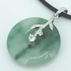 Sterling Silver Pendant/Charm,  platina plating with Jade, Flower 34x25mm, Sold by PC