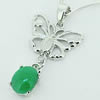 Sterling Silver Pendant/Charm,  platina plating with Jade, 26x14mm, Sold by PC