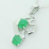 Sterling Silver Pendant/Charm,  platina plating with Jade, 24x11.4mm, Sold by PC