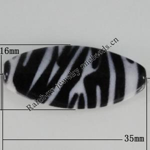 Watermark Acrylic Beads, Horse Eye 35x16mm, Hole:1mm, Sold by Bag