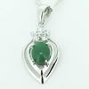 Sterling Silver Pendant/Charm,  platina plating with Jade, 22x10.5mm, Sold by PC