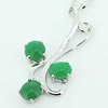 Sterling Silver Pendant/Charm,  platina plating with Jade, 26x14mm, Sold by PC