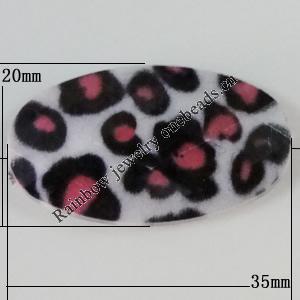 Watermark Acrylic Beads, Faceted Flat Oval 35x20mm, Hole:1mm, Sold by Bag