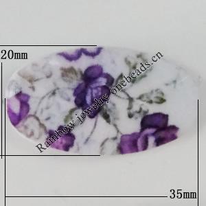 Watermark Acrylic Beads, Faceted Flat Oval 35x20mm, Hole:1mm, Sold by Bag