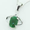 Sterling Silver Pendant/Charm,  platina plating with Jade, 17x10mm, Sold by PC