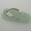 Sterling Silver Pendant/Charm,  platina plating with Jade, 21x9.8mm, Sold by PC
