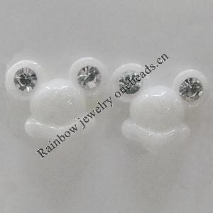 Resin Cabochons, No Hole Headwear & Costume Accessory, Animal Head with Acrylic Zircon 10mm, Sold by Bag