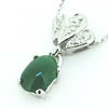 Sterling Silver Pendant/Charm,  platina plating with Jade, 16x7.3mm, Sold by PC