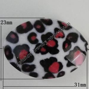 Watermark Acrylic Beads, Flat Oval 31x23mm, Hole:2.5mm, Sold by Bag