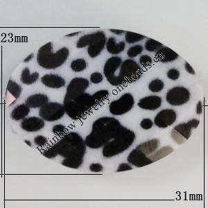 Watermark Acrylic Beads, Flat Oval 31x23mm, Hole:2.5mm, Sold by Bag