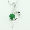 Sterling Silver Pendant/Charm,  platina plating with Jade, 23x9.5mm, Sold by PC