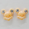 Resin Cabochons, No Hole Headwear & Costume Accessory, Animal Head with Acrylic Zircon 10mm, Sold by Bag