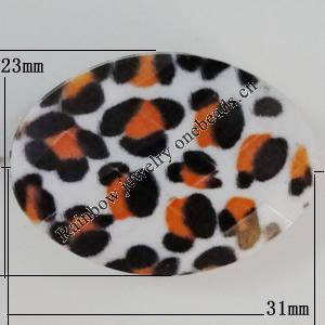 Watermark Acrylic Beads, Flat Oval 31x23mm, Hole:2.5mm, Sold by Bag