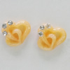 Resin Cabochons, No Hole Headwear & Costume Accessory, Heart with Acrylic Zircon 8mm, Sold by Bag