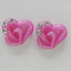 Resin Cabochons, No Hole Headwear & Costume Accessory, Heart with Acrylic Zircon 8mm, Sold by Bag