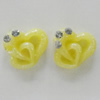 Resin Cabochons, No Hole Headwear & Costume Accessory, Heart with Acrylic Zircon 8mm, Sold by Bag