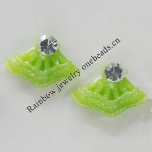 Resin Cabochons, No Hole Headwear & Costume Accessory, Sector with Acrylic Zircon 8x12mm, Sold by Bag