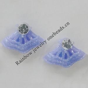 Resin Cabochons, No Hole Headwear & Costume Accessory, Sector with Acrylic Zircon 8x12mm, Sold by Bag