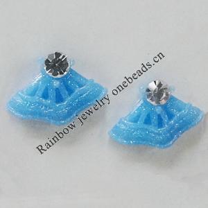 Resin Cabochons, No Hole Headwear & Costume Accessory, Sector with Acrylic Zircon 8x12mm, Sold by Bag