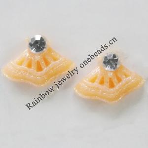 Resin Cabochons, No Hole Headwear & Costume Accessory, Sector with Acrylic Zircon 8x12mm, Sold by Bag