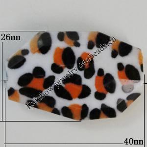 Watermark Acrylic Beads, 40x26mm, Hole:2.5mm, Sold by Bag