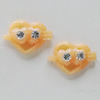 Resin Cabochons, No Hole Headwear & Costume Accessory, Heart with Acrylic Zircon 9x13mm, Sold by Bag