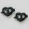 Resin Cabochons, No Hole Headwear & Costume Accessory, Heart with Acrylic Zircon 9x13mm, Sold by Bag