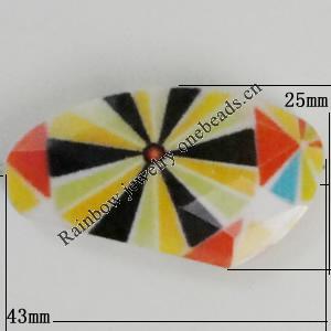 Watermark Acrylic Beads, 43x25mm, Hole:2mm, Sold by Bag
