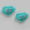 Resin Cabochons, No Hole Headwear & Costume Accessory, Heart with Acrylic Zircon 9x13mm, Sold by Bag