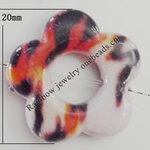 Watermark Acrylic Beads, Hollow Flower 20mm,8mm, Hole:0.5mm, Sold by Bag