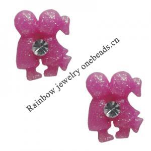 Resin Cabochons, No Hole Headwear & Costume Accessory, with Acrylic Zircon 12x9mm, Sold by Bag