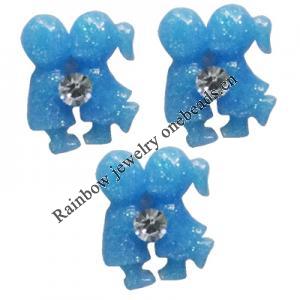 Resin Cabochons, No Hole Headwear & Costume Accessory, with Acrylic Zircon 12x9mm, Sold by Bag