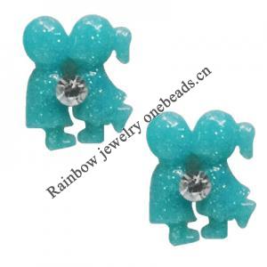 Resin Cabochons, No Hole Headwear & Costume Accessory, with Acrylic Zircon 12x9mm, Sold by Bag