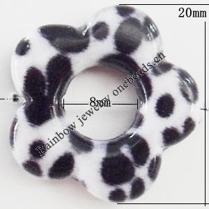 Watermark Acrylic Beads, Hollow Flower 20mm,8mm, Hole:0.5mm, Sold by Bag