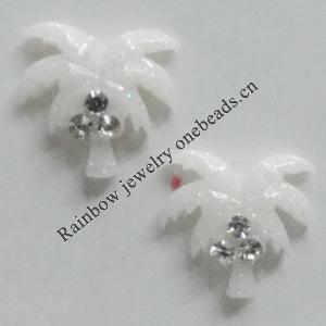 Resin Cabochons, No Hole Headwear & Costume Accessory, Tree with Acrylic Zircon 10mm, Sold by Bag