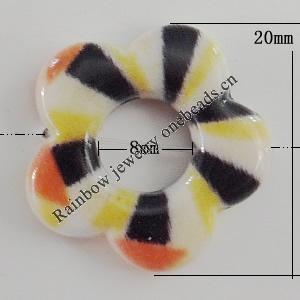 Watermark Acrylic Beads, Hollow Flower 20mm,8mm, Hole:0.5mm, Sold by Bag