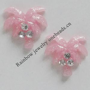 Resin Cabochons, No Hole Headwear & Costume Accessory, Tree with Acrylic Zircon 10mm, Sold by Bag